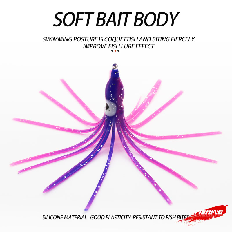 Soft Plastic Trolling Fishing Using Octopus Skirts and Luminous Squids Skirt Fishing Lure Squid Lure – Octopus Skirt – view 2