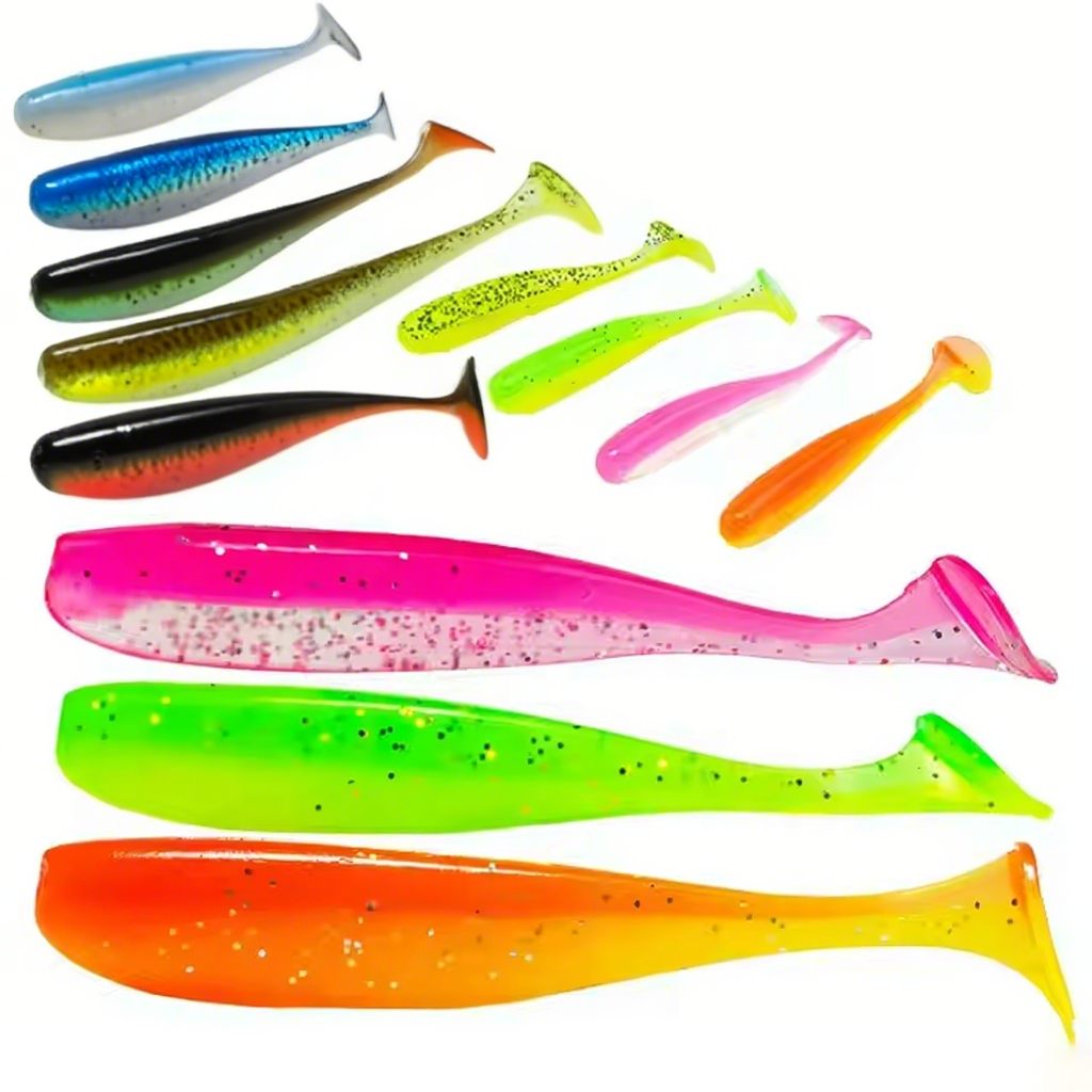 CHEERY T-tail Floating Waterway Soft Plastic Lures Wooden Fish Freshwater Fish Type Soft BAITS Sea Bass Lure Fishing Bait – Worms & Grubs – view 2