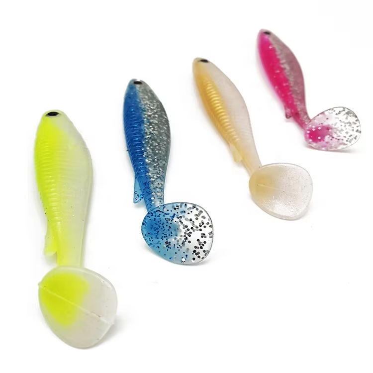 Cheery 6-12cm Double Color Soft Plastic Rubber T-tail Swim Bait PVC Pesca Fishing Lures OEM Fishing Tackle Wholesales – Worms & Grubs – view 5