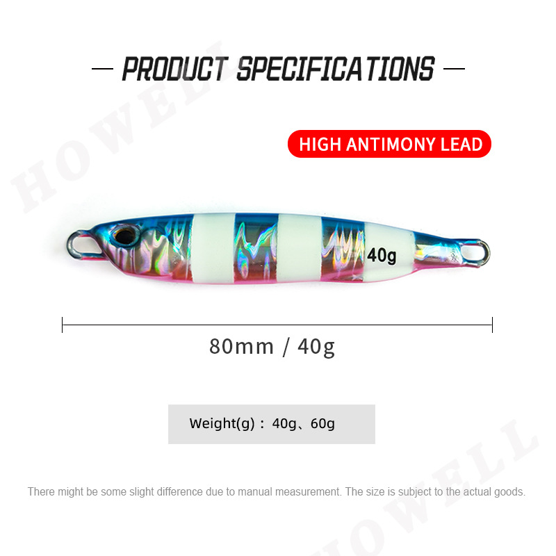 40g Sinking Luminous Artificial Hard Bait Deep-sea Metal Jigging Jig Fishing Lure for Ocean Rock – Metal Jig – view 3