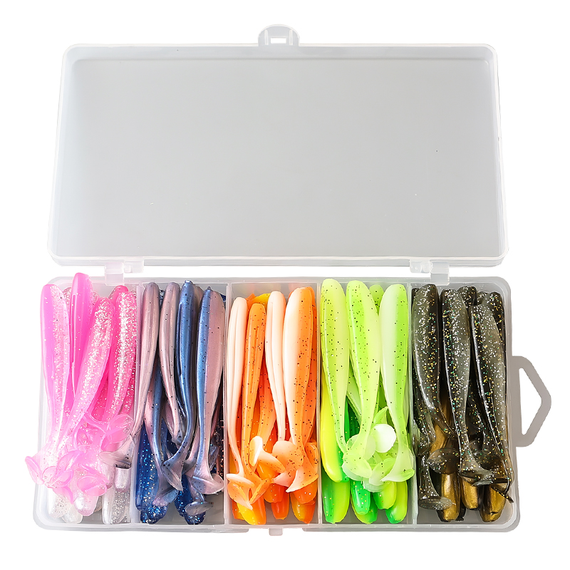 25pcs 50pcs 100pcs 6cm 7cm 9.5cm Soft Fishing Lure Set Lead Head Hook Set 10 Colors T Tail Bionic Artificial Soft Baits – Worms & Grubs – view 3