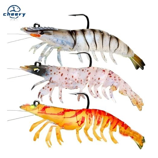 CHEERY Fishing Lurs Soft Shrimp Lure With Hook 9mm/12g Mini Silica Gel Artificial Bait Fishing Lures Bait – Worms & Grubs – view 1