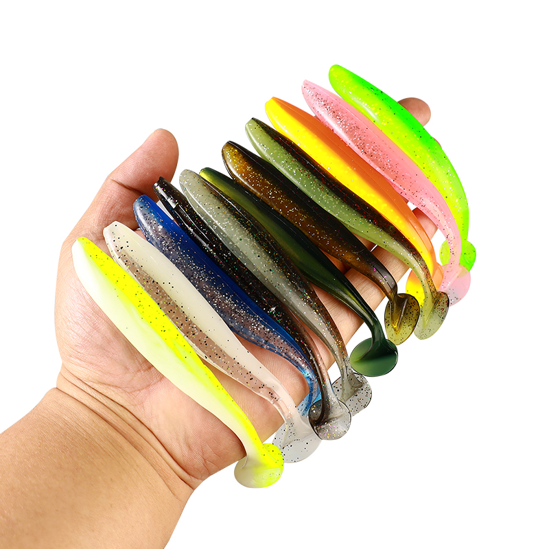 High Quality 55mm 70mm 90mm 120mm 10 Colors Soft Plastic Fishing Lure T Tail Soft Bait Paddle Tail Soft Plastics Lure – Worms & Grubs – view 2