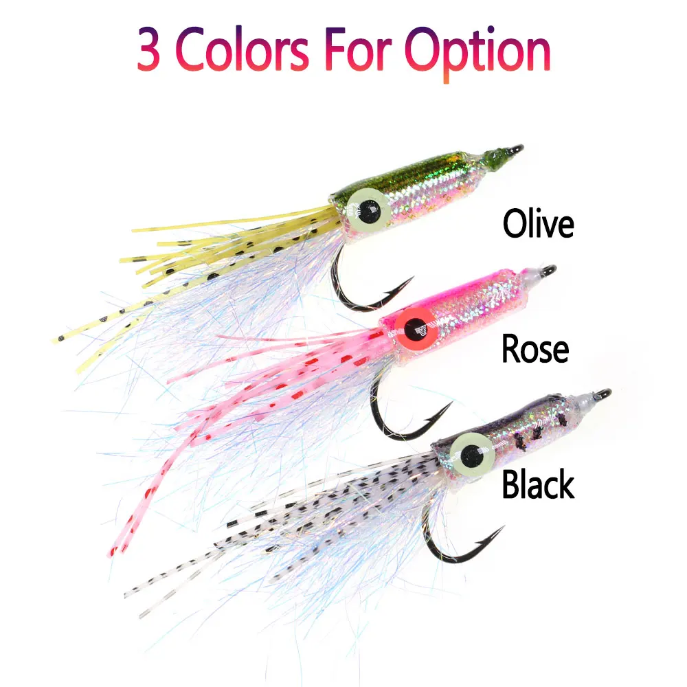 3D Luminous Eyes Small Squid Fly Artificial Rubber Legs Flash Tinsel Streamer Flies Trout Bass Saltwater Fishing Lures Baits – Octopus Skirt – view 3