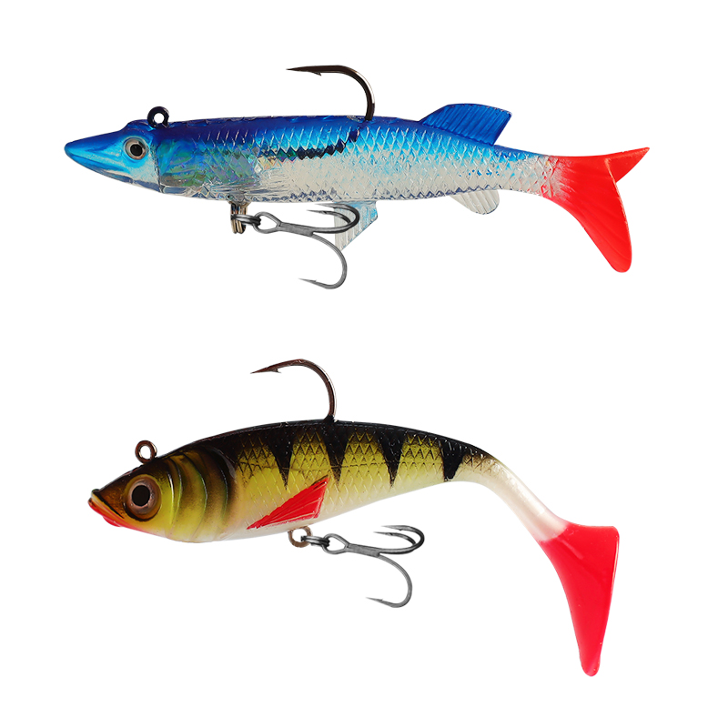 CHEERY 6pcs 8pcs 9pcs 11pcs 13pcs Swimbait Bionic Rubber Shad Fish Soft Bait With Lead Head Hooks Jig Wobblers Fishing Lure Set – Worms & Grubs – view 4