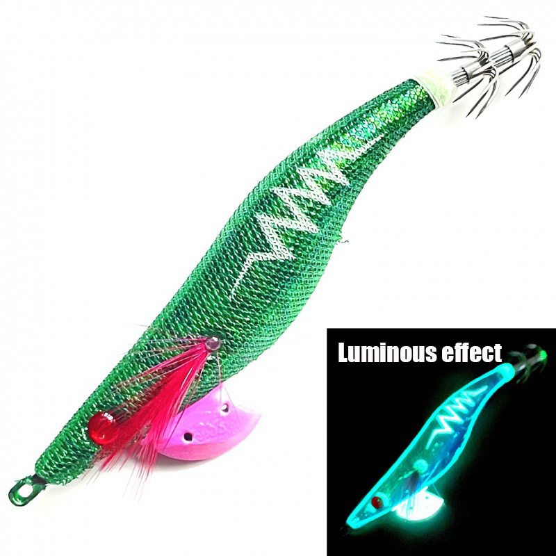 High Quality 3.5# Luminous Squid Jig Lure Wooden Shrimp Artificial Bait Jigging Lure – Wood Shrimp – view 5