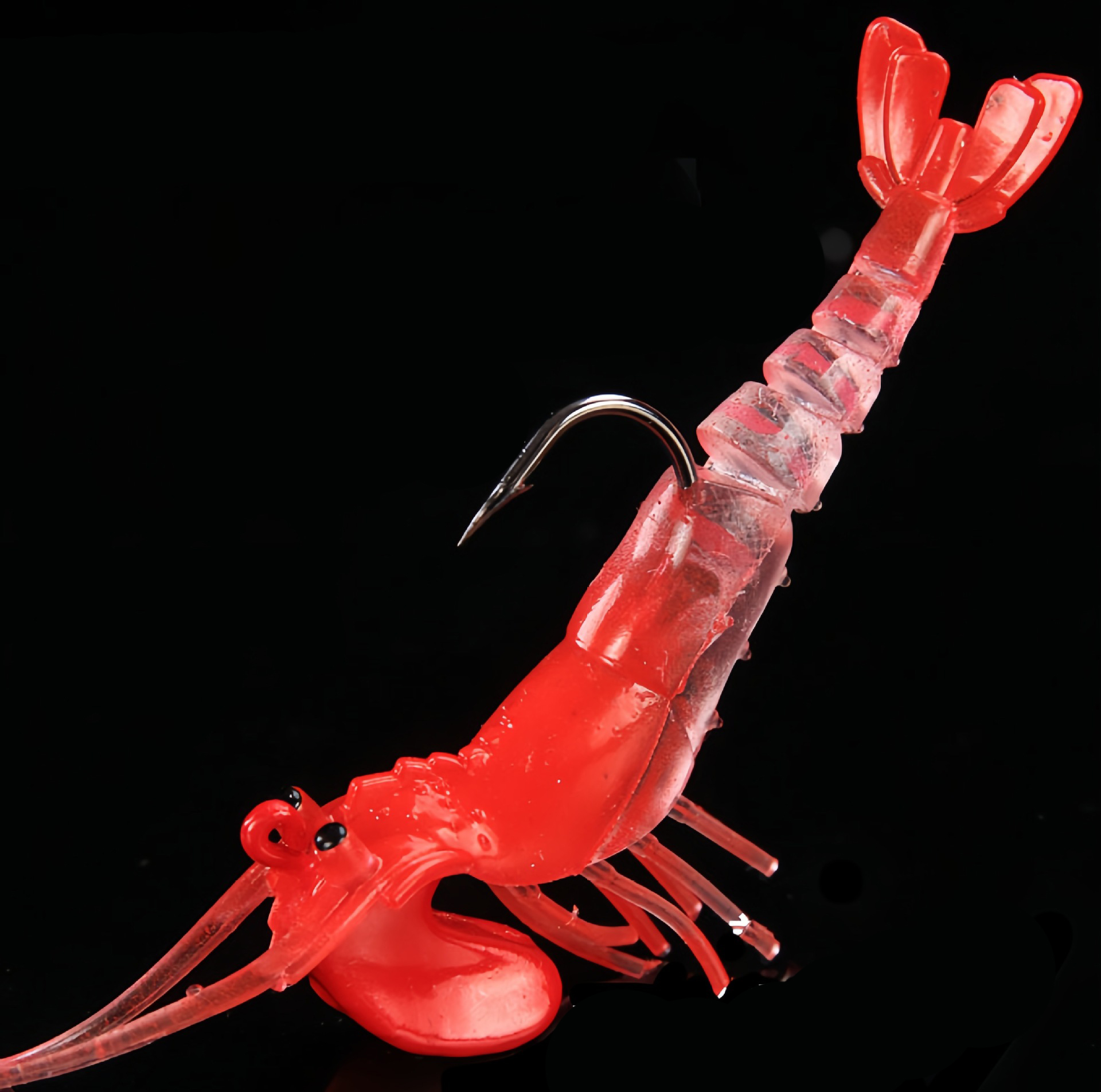 Cheap 5-Section Luminous Shrimp Lure with Jointed Soft Prawn Baits Lead Head Plastic Soft Shrimp Lure – Worms & Grubs – view 4