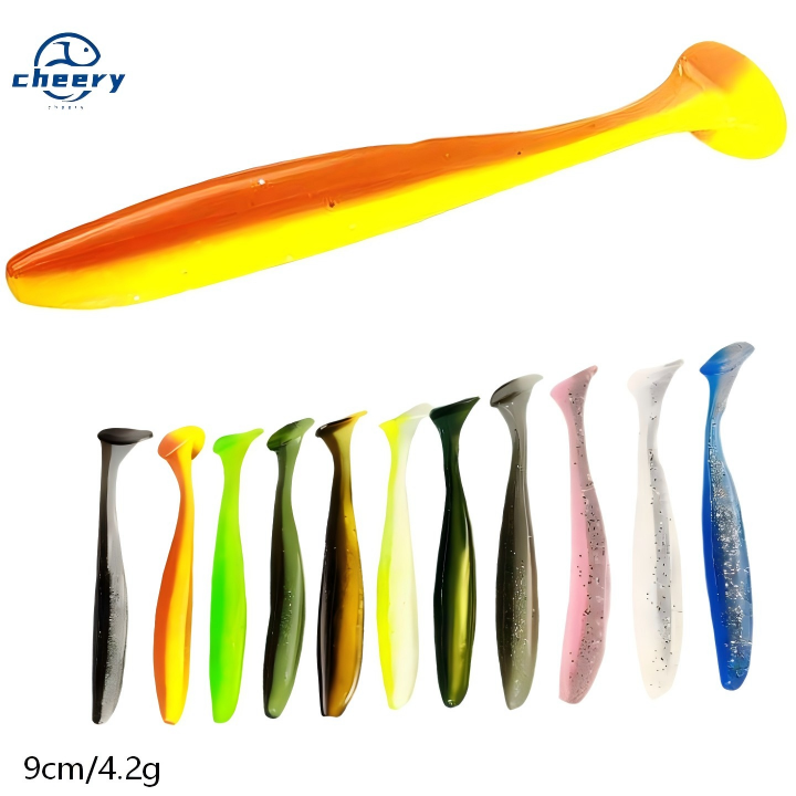 Cheery High Quality 4.2g 10 Colors Soft Plastic Fishing Lure T Tail Soft Bait Paddle Tail Soft Plastics Lure – Worms & Grubs – view 1