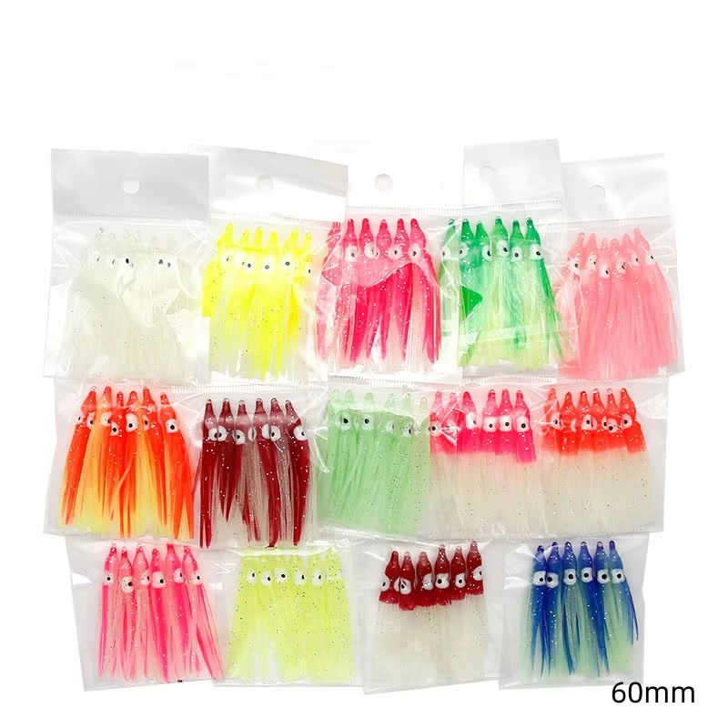 Cheery 6PCS 60mm Saltwater Luminous Glowing Soft Plastic Octopus Bait Rubber Squid Skirts Lure Squid Jigs Lure – Octopus Skirt – view 2