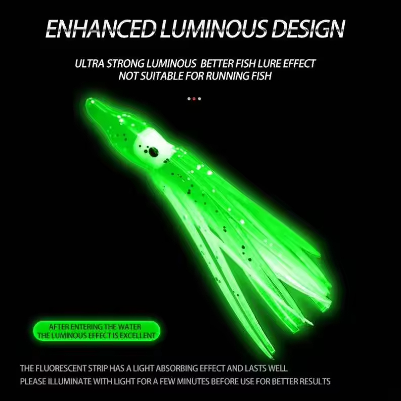 5Cm Squid Skirts Soft Lure Pesca Night Fishing Lure Octopus Rubber Lumo Squid Skirt for Tuna Sai – Octopus Skirt – view 4