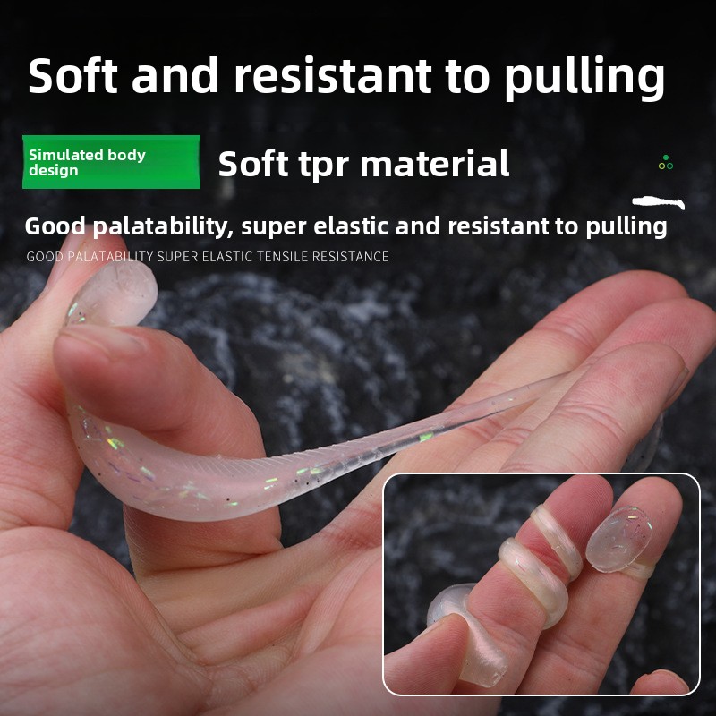 Luya T-Tail Worm Artificial Soft Bait 80mm Floating TPR Fish Bait for Bottom Fishing Catfish Jigbait Lure in 55mm Size – Worms & Grubs – view 3