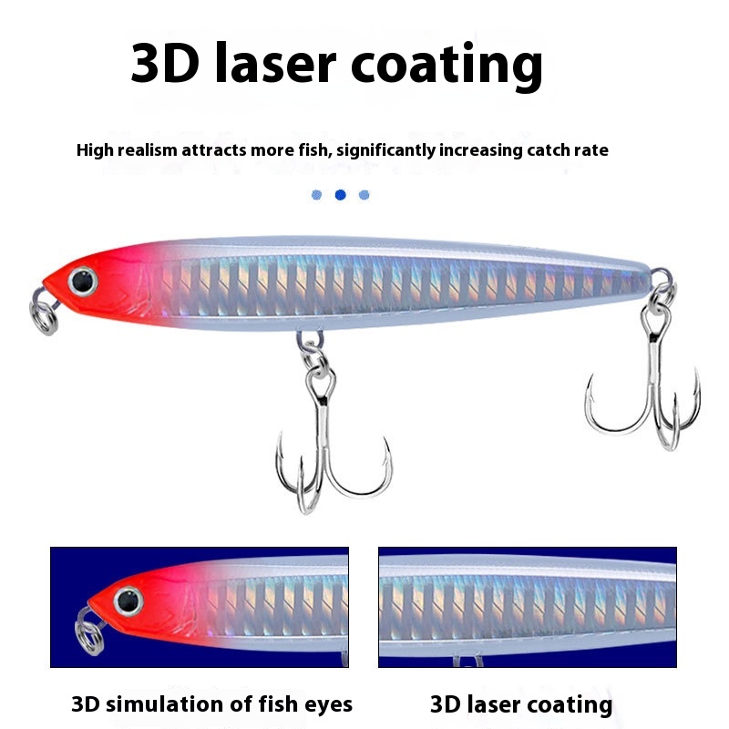 Factory Wholesale Long-Range Submersible ABS Plastic Bait Ghost Fly Lure with Three-Hook Blood Groove Hooks – Pencil – view 2