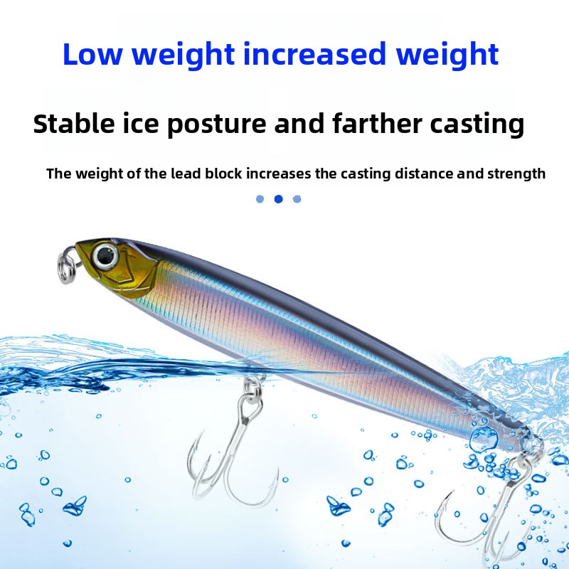 Factory Wholesale Long-Range Submersible ABS Plastic Bait Ghost Fly Lure with Three-Hook Blood Groove Hooks – Pencil – view 3
