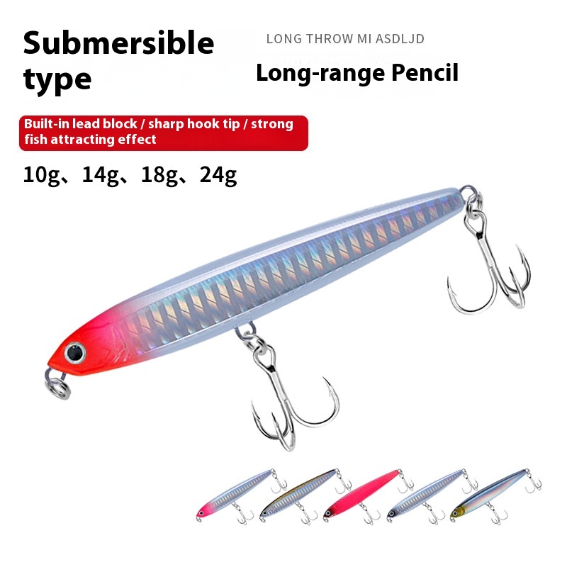 Factory Wholesale Long-Range Submersible ABS Plastic Bait Ghost Fly Lure with Three-Hook Blood Groove Hooks – Pencil – view 5