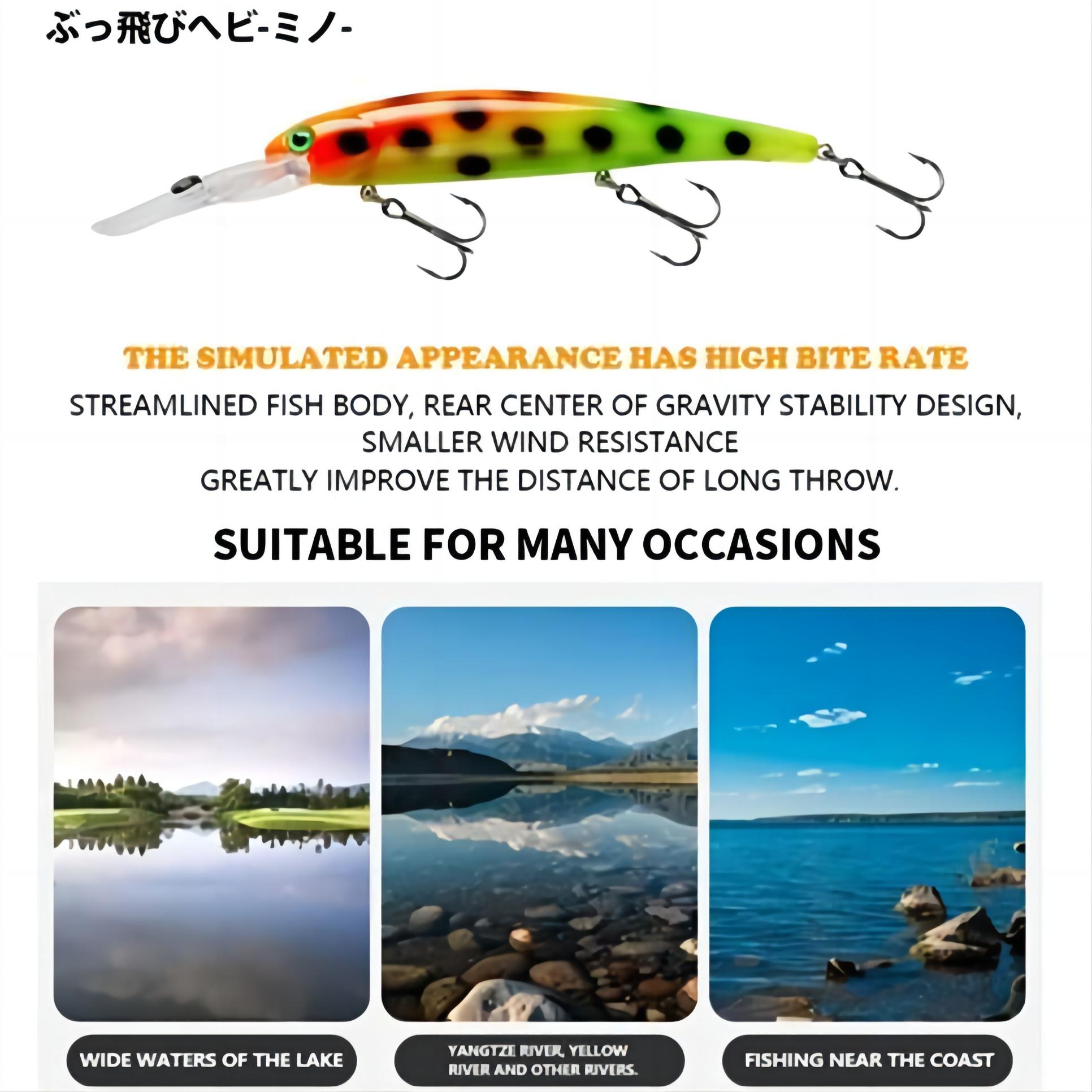 SET of 6 9 Inch Big Game Trolling Skirt Lures Cheery ABS Pusher Style Fishing Lures for River & Stream Printed Condition – Minnow – view 5