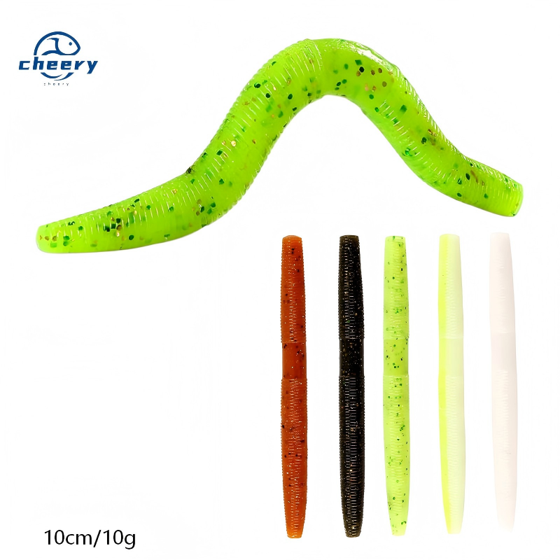 Cheery Worm Bait for Freshwater Bass Fishing Senko Soft Lure Drop Shot Rig Carolina Rig Jig Head Silicone for River Fishing – Worms & Grubs – view 1