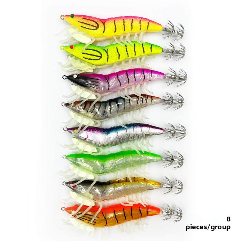 Cheery New Luminous Squid Hook Realistic Bait Shrimp Lure with Soft Feet Plastic Fishing Lure – Wood Shrimp – view 2