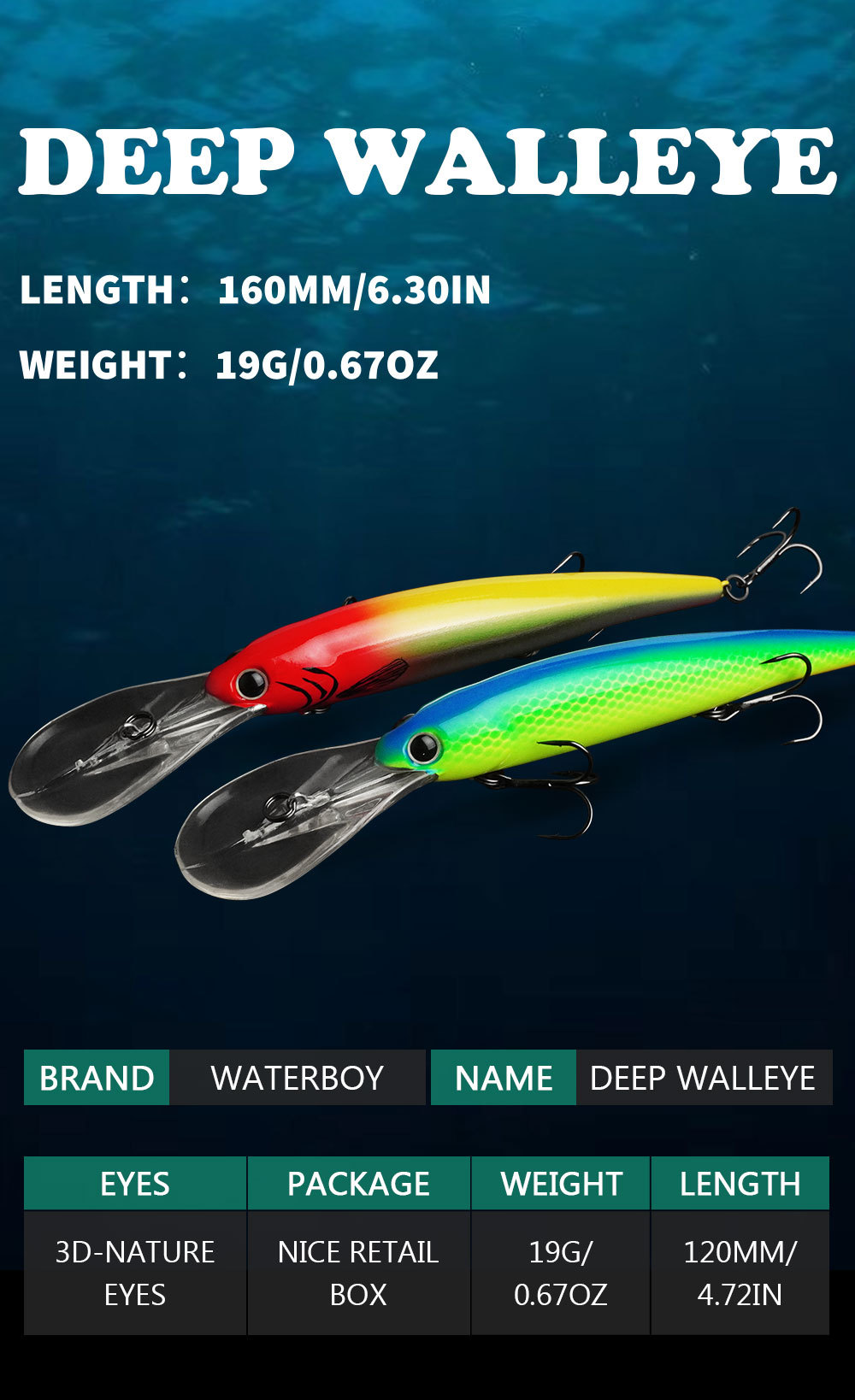 Cheery 20-Color Deep Cornea Trolling Lure 125mm 19g Floating Crankbait for Small Fish Pike Fishing Excellent Visibility – Minnow – view 2