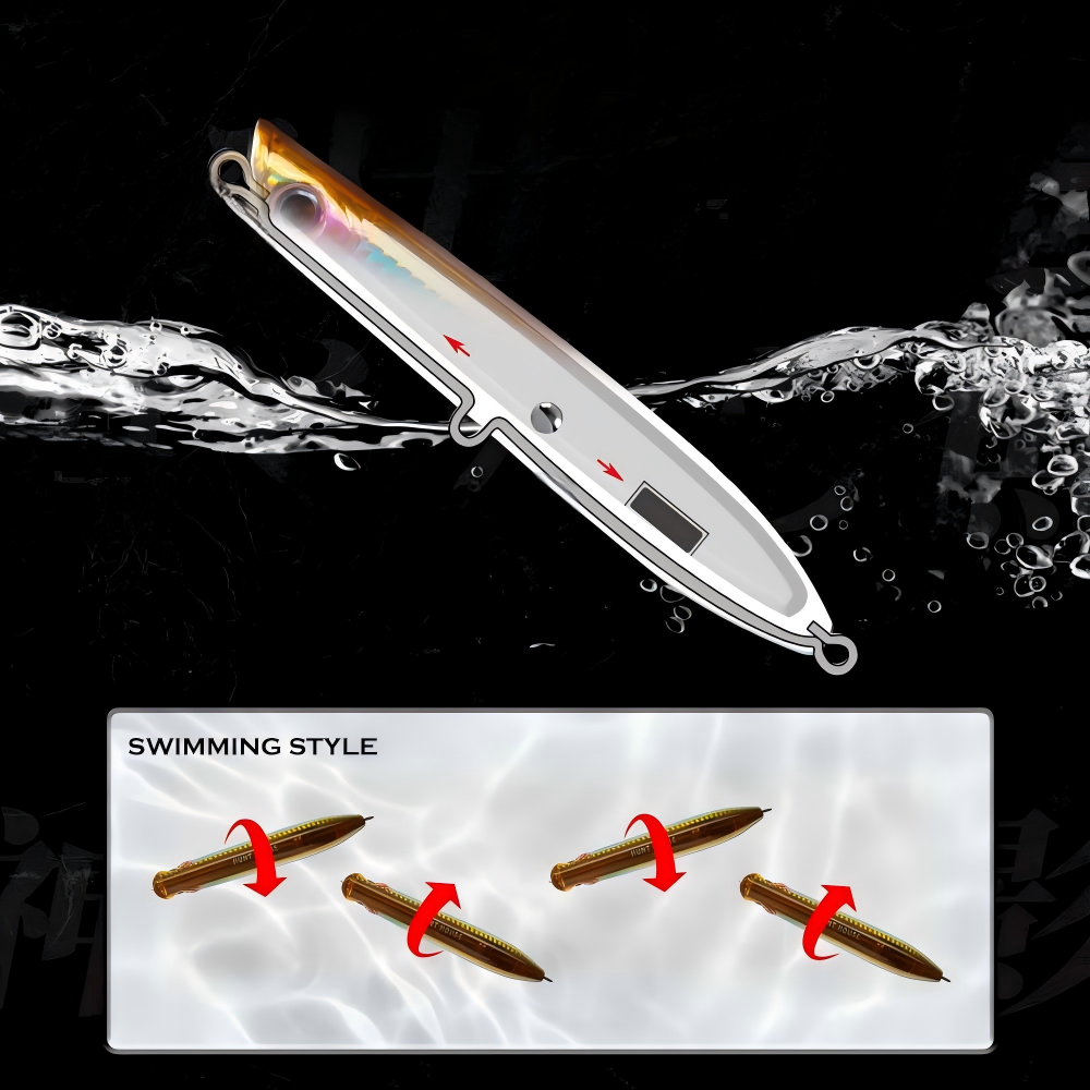 Cheery Hunter 130mm 30g Top Water Dog Walking Hard Bait Popper ABS Material Artificial Fishing Lure for Marlin in River Stream – Popper – view 4