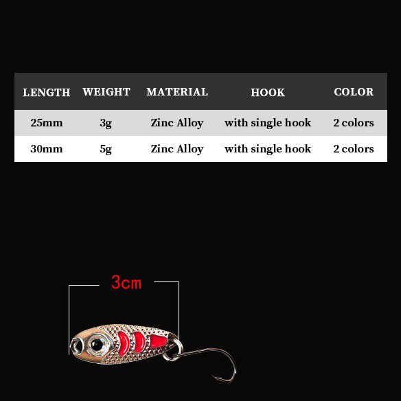 Hot Sale Cheery 3/5g Metal Spoon Fishing Lure Bait with Hook for Carp Bass Trout in River Lake Stream Direct From Factory – Metal Lure – view 5
