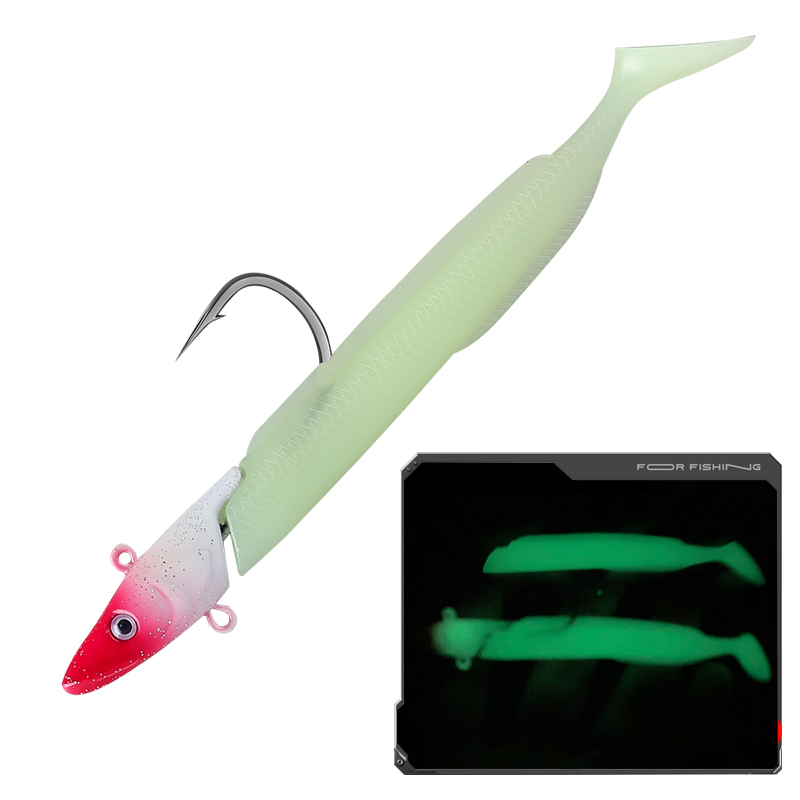Cheery 12cm 23g Soft Baits T Tail Artificial Lures Set 6 Colors Eel Jig Head with Hand Lead Fishing Lure for Ocean Boat Fishing – Worms & Grubs – view 5