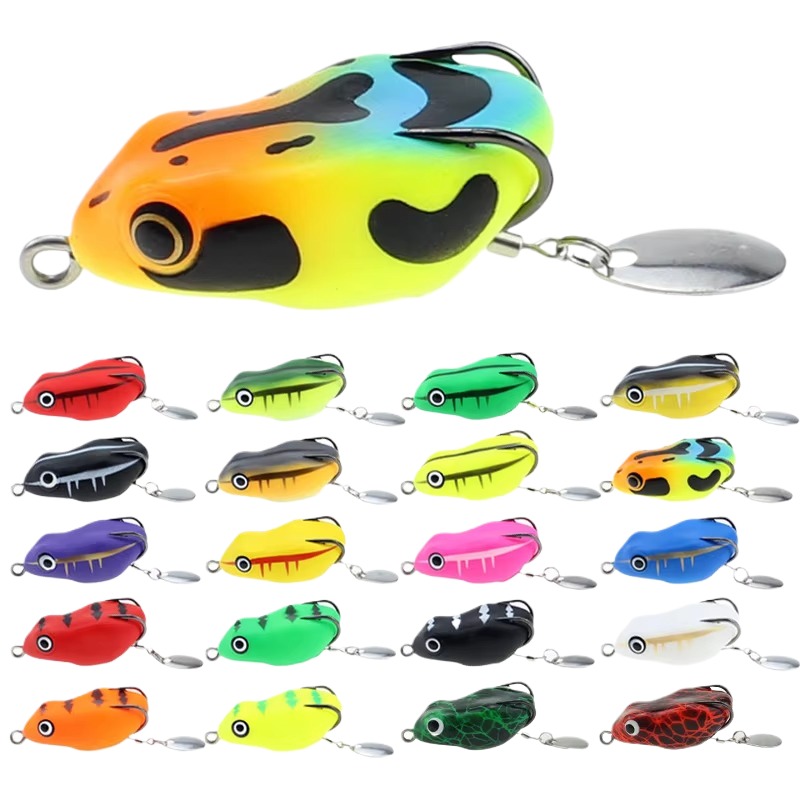Hot Sale Cheery Mini Snake Fish Bait 20 Colors with Strong Black Hook PVC Frog Lure 8.5G 4.5cm – Frog – view 1