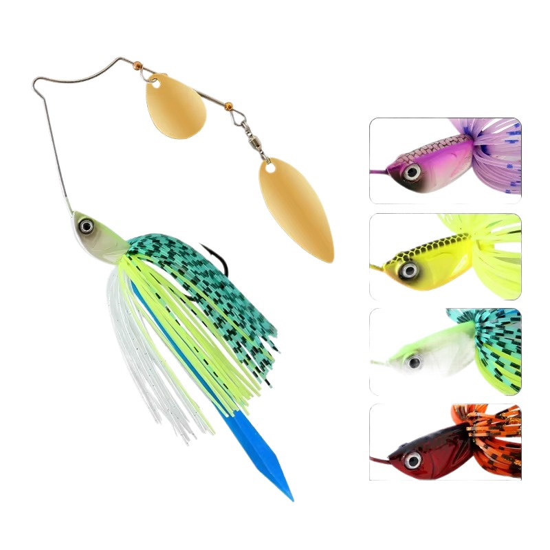 Cheery 5G 7G 10G 14G Silicone Spinner Bait Artificial Hum Bait with Rubber Skirt and Metal Spoon Fishing Accessories – Metal Lure – view 3