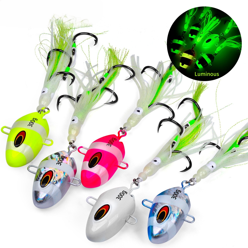 Cheery 100g-300g Squid Hook Soft Octopus Lure Boat Fishing Bait Slow Jigging with Lead Head Deep Sea Fish Lure – Metal Lure – view 1