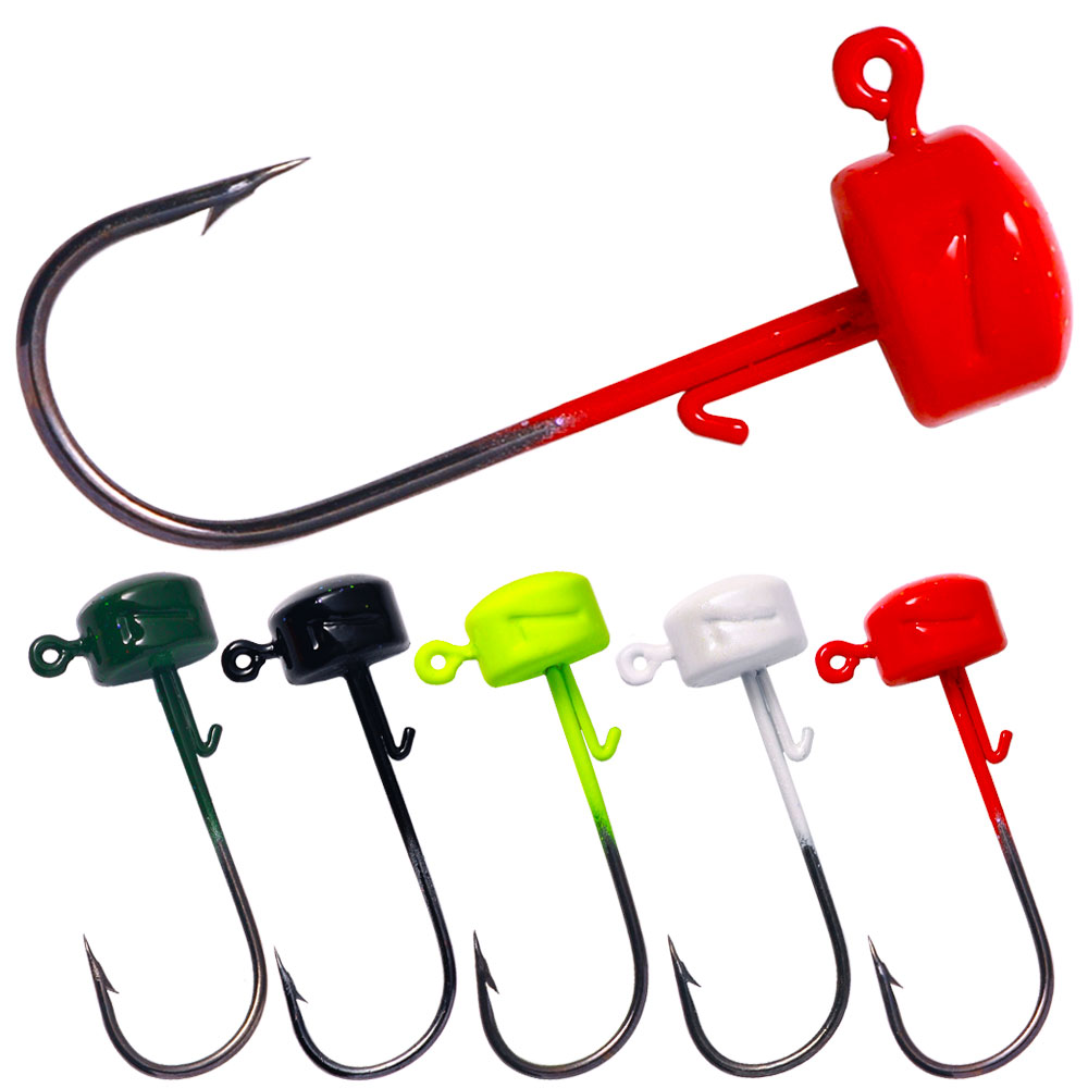 Cheery Wholesale Metal Lead Mushroom Head Jig Fishing Lures 5pcs/bag 2.8g 3.6g 4.6g 7g Soft Bait Jig Hooks – Fishhook – view 1