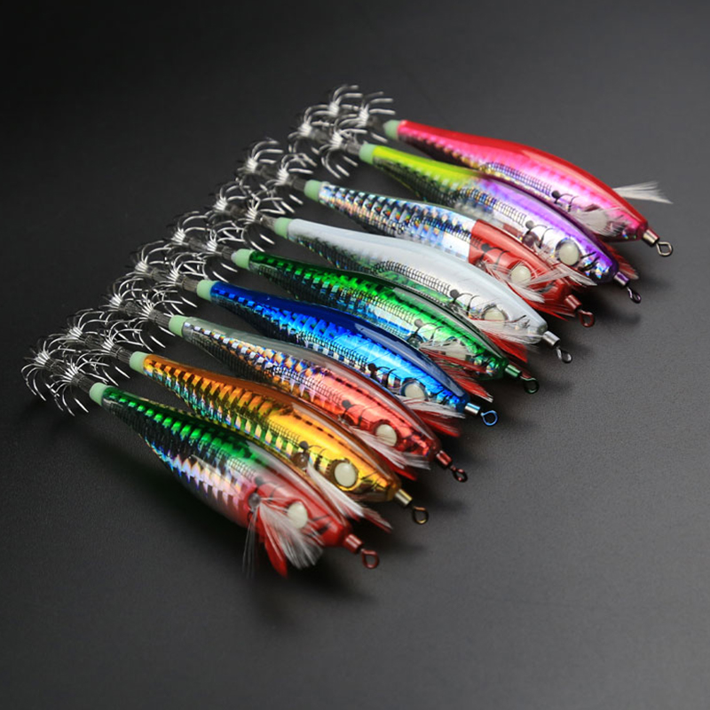 Cheery Luminous ABS Octopus Fishing Wobbler Colorful Artificial Glow Shrimp Squid Jigs for Ocean Boat Fishing – Metal Lure – view 3