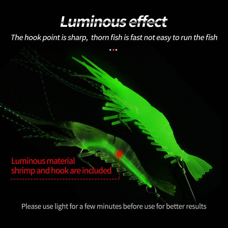 Cheery Bait Winter Fishing Set Luminous Shrimp Sabiki with Built-In Hook Silicone Soft Plastic Bait for Sea Baiting – Soft Lure – view 2