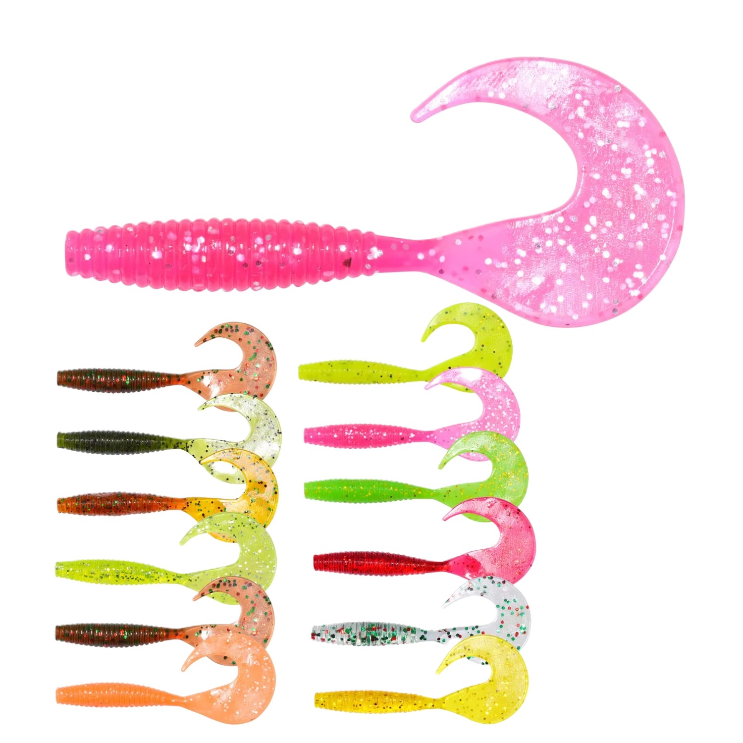 Cheery 7cm PVC Artificial Curly Long Tail Fish Shrimp Vibe Bait for Marlin Fishing in Rivers – Worms & Grubs – view 1