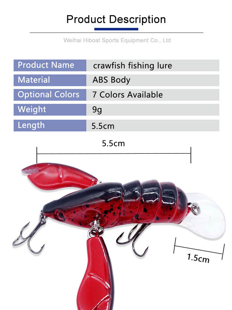 Cross-border Hot-selling Freshwater Crayfish Hard Bait ABS Swing Activity Double Clamp Wholesale River and Lake – Other Hard Lure – view 4