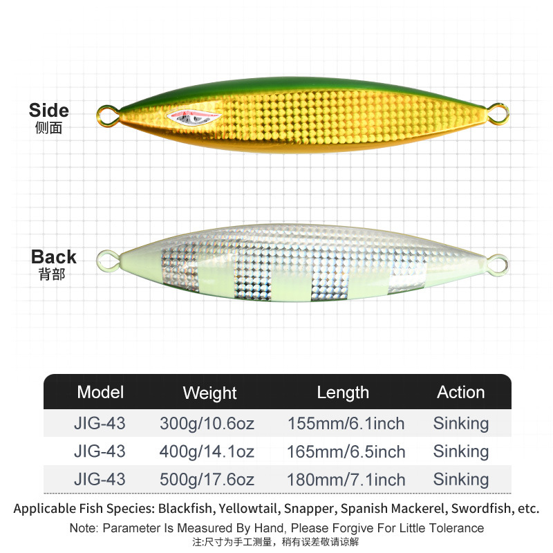 Raptor Phantom Series Slow-shake Iron Plate Deep-sea Boat Fishing Iron Lure Bait 300g400g500g Chapter Red Bait – Metal Lure – view 2