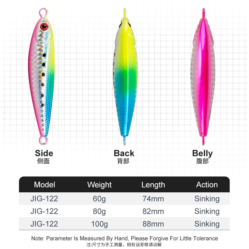 Cheery New Fishing Lures Metal Jigs 60g 80g 100g Slow Pitch Jigging Lure With Glow Zebra Lead Fish Metal Slow Jig – Metal Lure – view 2