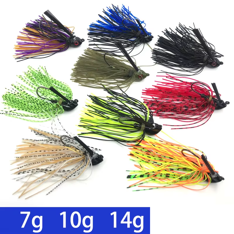 New 7g 10g 14g Jig Head Skirt Beard Fishing Lures Fishing Jig Hook Spinner Anti-hanging Grass – Metal Lure – view 2