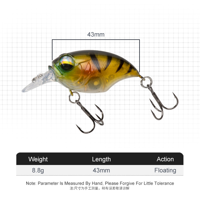 8.8g/43mm Crank Lure with Treble Hooks ABS Material for Bass & Trout Ocean & Freshwater Fishing – Crankbait – view 2