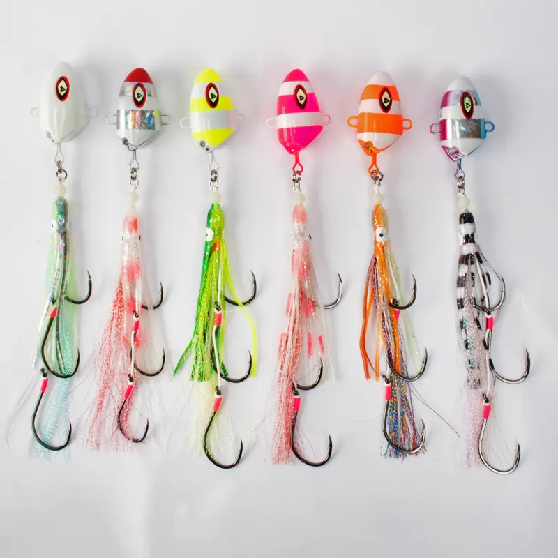 Cheery 100g 150g 200g 250g 300g Squid Skirt Assist Hook Rig Jig Head Fishing Lure Octopus Jigging Rigs – Metal Lure – view 3