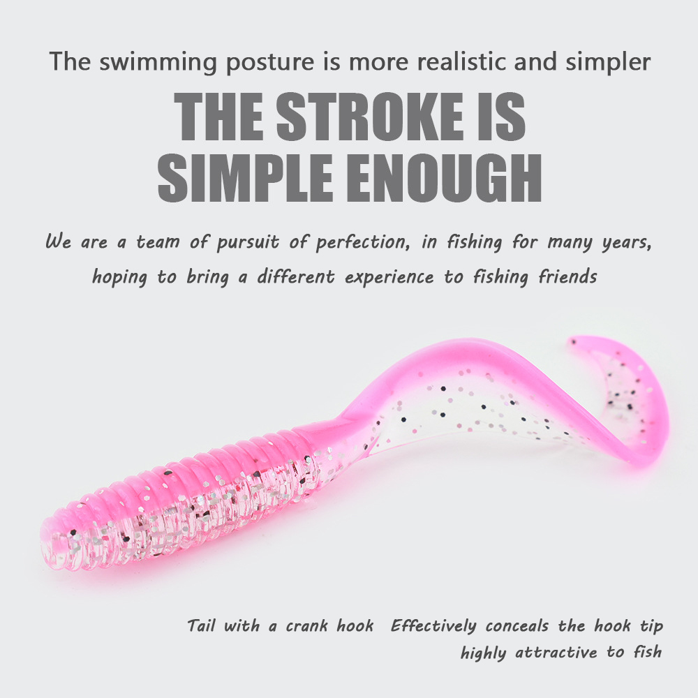 15pcs/bag 30pcs/bottle of Shrimp Scent, Dual Color Threaded Rolled Tail Lure Fishing Soft Insect Bait – Worms & Grubs – view 4