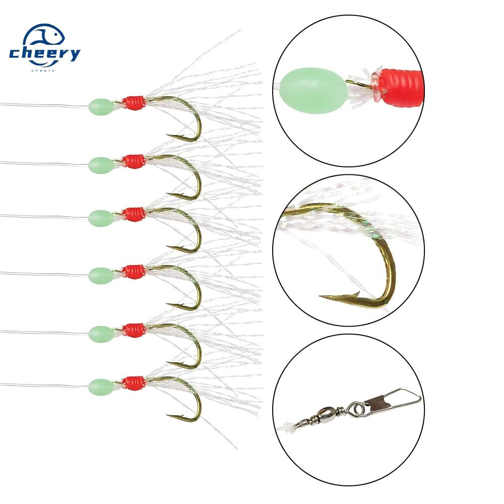 CHEERY Wholesale Fishing Sabikis Fish Skin 6 Hooks Sabiki Rigs #8#10#12#14#16 – Fishhook – view 1