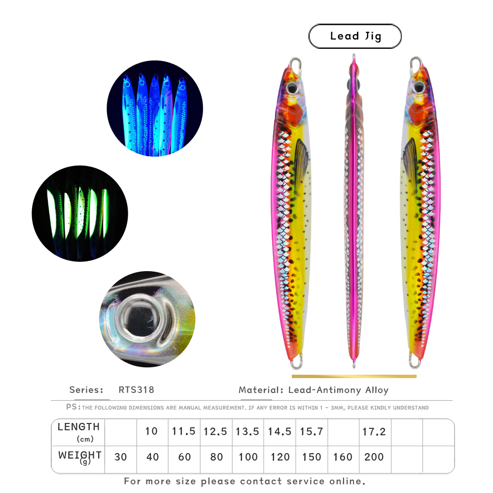60g 3D Printed Mackerel Needle Speed Scale Saltwater Jigging Lure Vertical Metal Jig Luminous Uv Glow pink – Metal Lure – view 3