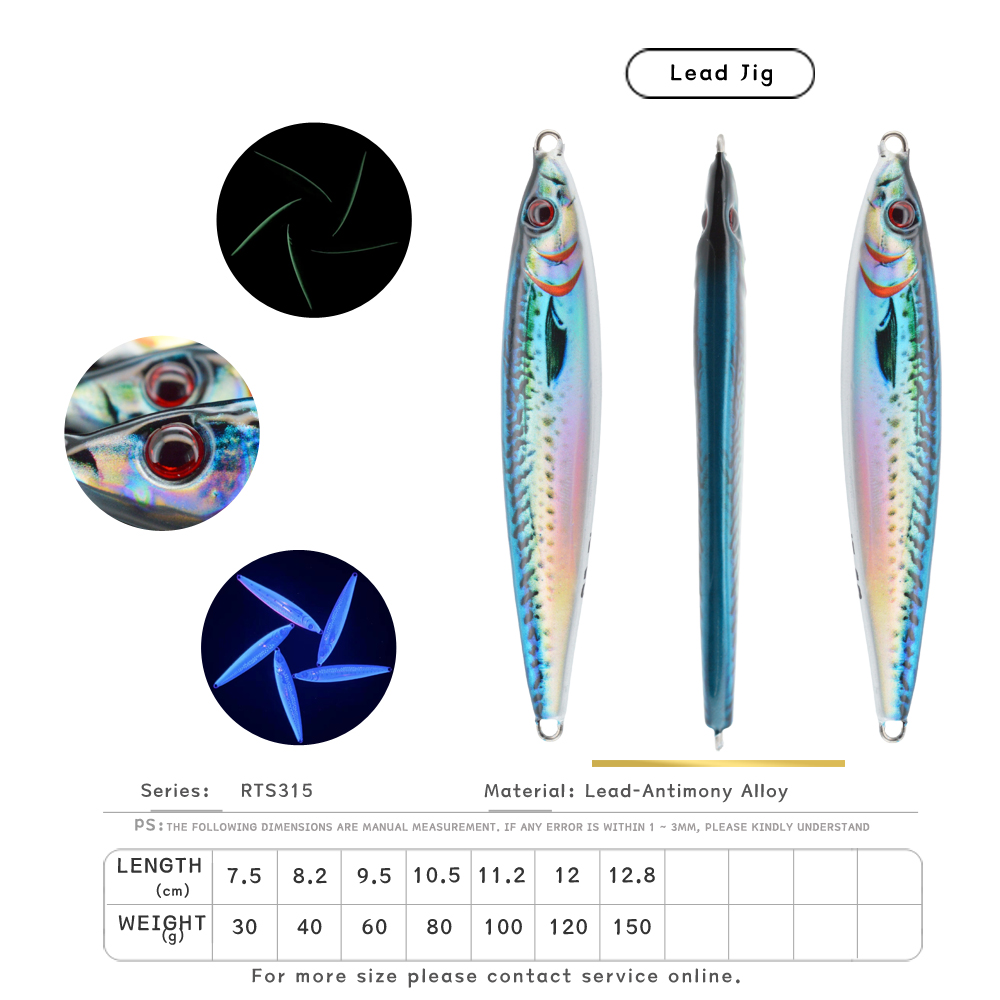 30g40g60g80g100g 3D Printed Mackerel Saltwater Fishing Vertical Jig Barracuda Speed Jig – Metal Lure – view 3