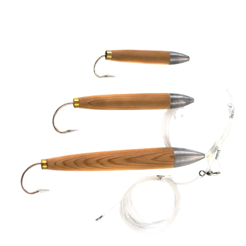 Fishing Wood Cedar Plug Chain Lure Artificial Bait Wooden Baitsocean Tackle for Striped Bass Tuna Fishing Mustad Hook – Other Hard Lure – view 1