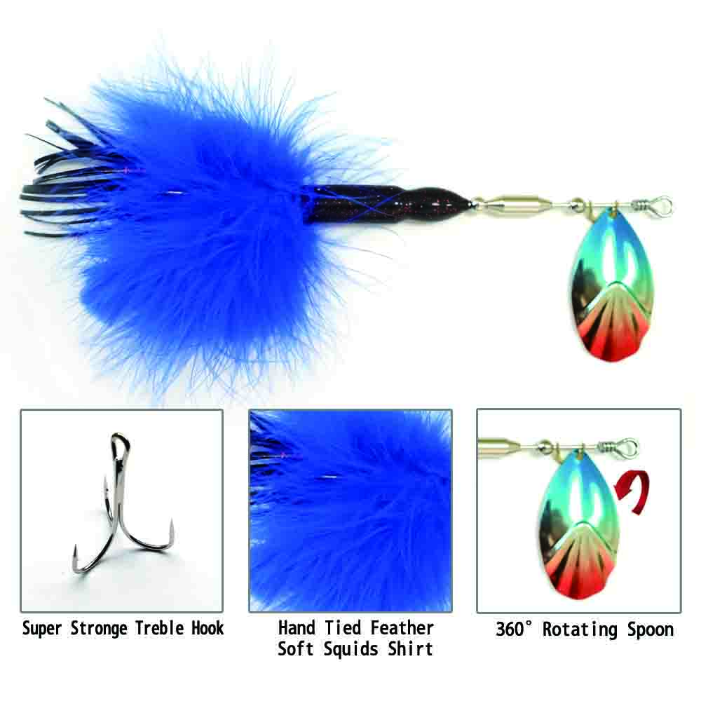 CHEERY Spinner Bait 29g 20cm Popular High Quality China Customize Musky Pike Fishing Feather Metal Feather Hook Treble Hook – Metal Lure – view 2