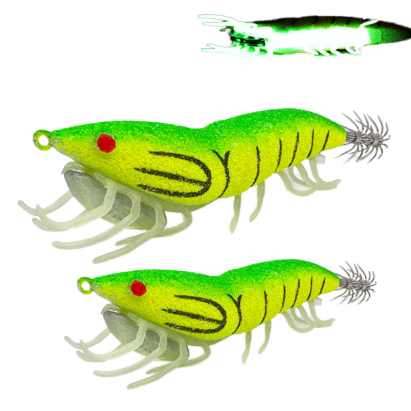 Cheery New Luminous Squid Hook Realistic Bait Shrimp Lure with Soft Feet Plastic Fishing Lure – Wood Shrimp – view 2
