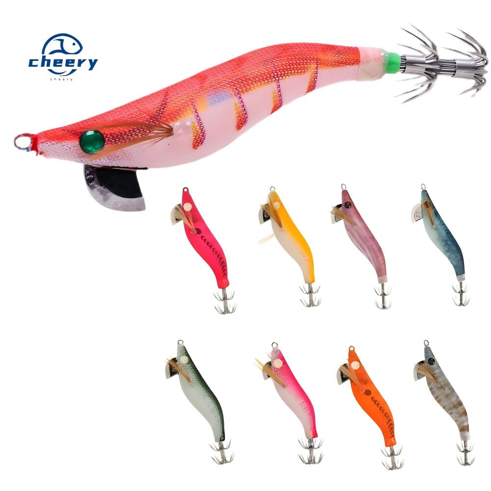 Cheery Luminous Silicone Squid Jig and Shrimp Egi Lure 65mm 79mm 93mm Artificial Hard Bait for River Fishing – Wood Shrimp – view 1