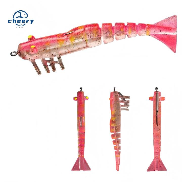 CHEERY 90mm 8.5g Saltwater Soft Live Shrimp Fishing Lure Luminous Artificial Bait Jointed Prawn Bionic Bait – Worms & Grubs – view 1