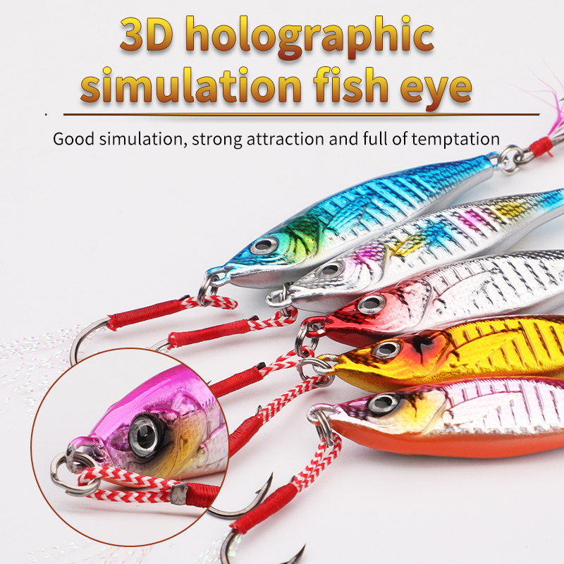 7g-60g Silicone Treble Hook 3D Eyes Artificial Hard Bait Bottom Baits for Snapper Bass & Carp-River/Lake/Ocean Fishing – Metal Lure – view 2
