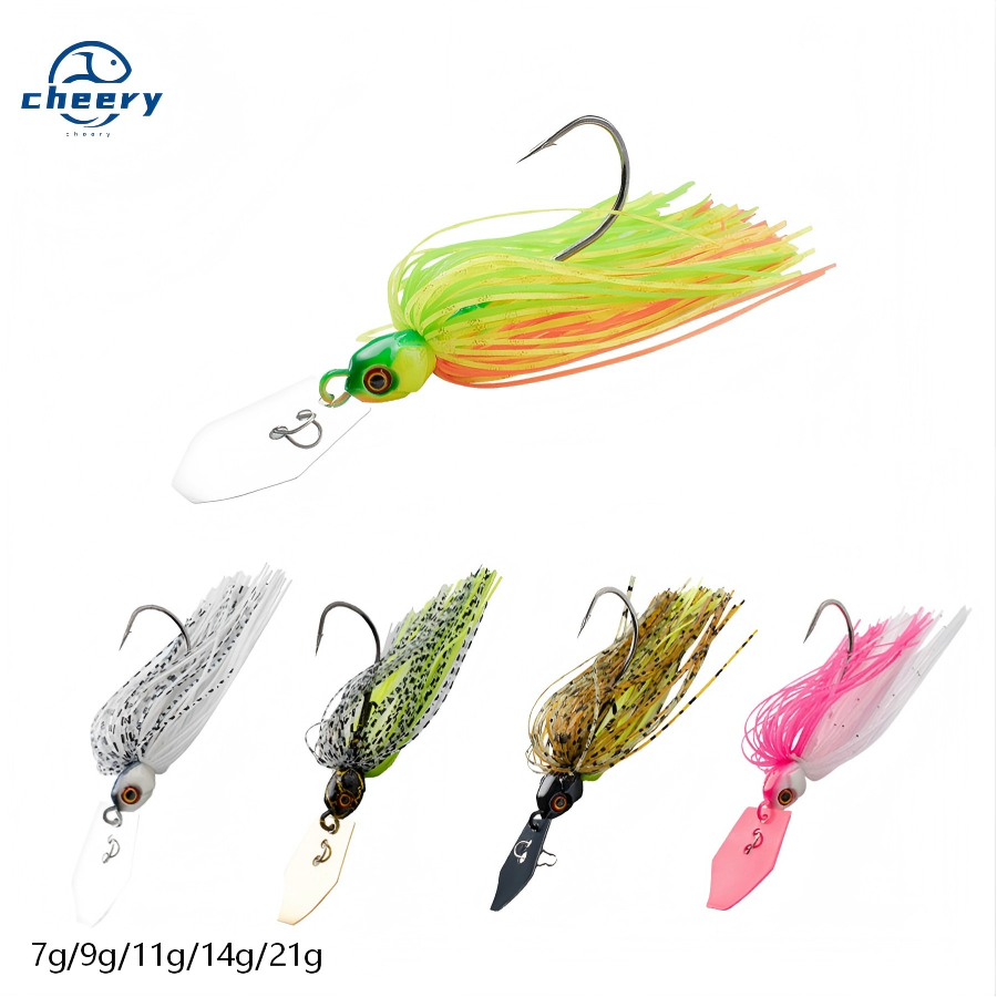 Cheery 7g-21g Chatterbait Lure Kit Bladed Jig Buzz Bait Fish Head Silicone Skirting Spinnerbait Lead for Bass Jigs Fishing – Metal Lure – view 1