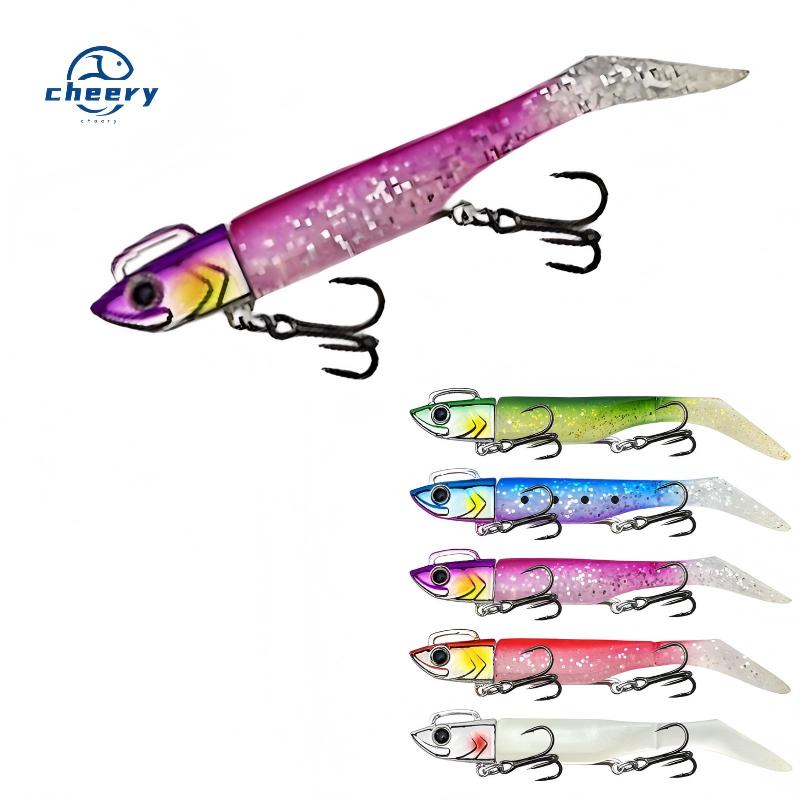 CHEERY Arrival Luminous Jig Head Soft T Tail Bass Fishing Lure 30g-43g Saltwater Jigging Rubber Bait Artificial Lead Soft Bait – Soft Lure – view 1